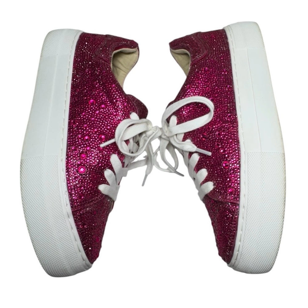 Betsey Johnson Sidny Pink Fuschia Rhinestone Platform Sneakers Size 6